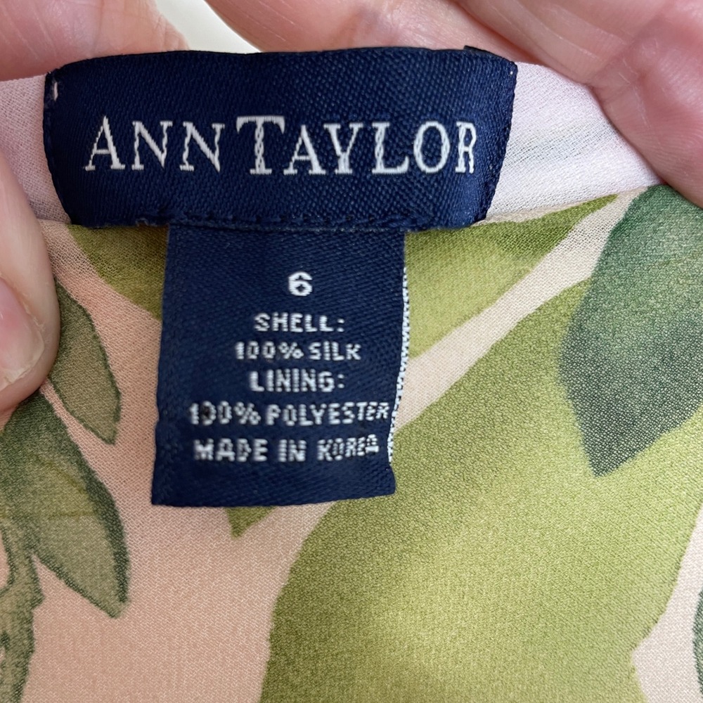Ann Taylor Silk Floral Midi Skirt Womens 6 Pink Green Fairycore Cottagecore VTG - Picture 4 of 8